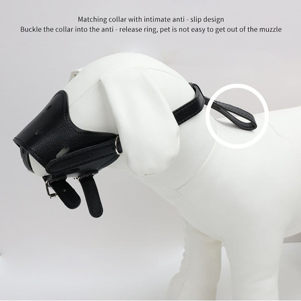 image-Dog Muzzle Leather, Comfort Secure Anti-Barking Muzzles For Small Medium Large Dogs, Breathable And Adjustable, Allows Drinking And Panting, Used With Collars