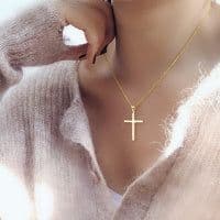 image-Sterling Silver Cross Pendant Necklace Jewelry Gifts for Women Men