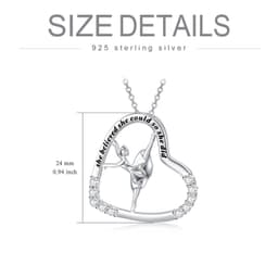 image-925 Sterling Silver Heart Ballerina Dancer Ballet Dance Pendant Necklace Dance Jewelry Gifts for Women