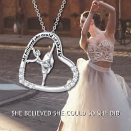 image-925 Sterling Silver Heart Ballerina Dancer Ballet Dance Pendant Necklace Dance Jewelry Gifts for Women