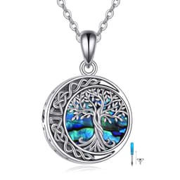 image-Tree of Life Urn Necklaces for Ashes Sterling Silver Celtic Knot Moon Tree of Life Cremation Jewelry for Ashes Memory Jewelry