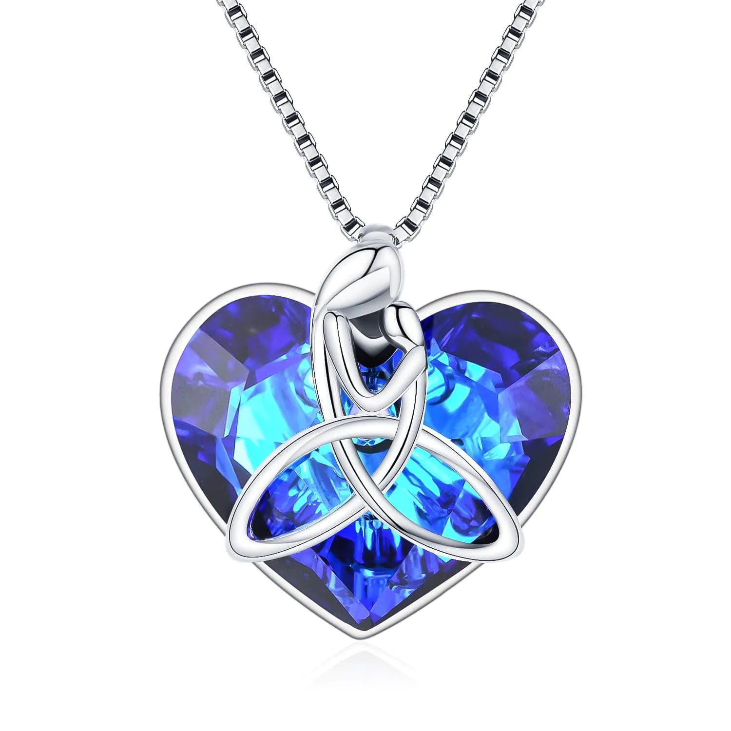 image-925 Sterling Silver Irish Celtic Knot Love Heart Pendant With Crystal Mother Jewelry