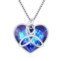 image-925 Sterling Silver Irish Celtic Knot Love Heart Pendant With Crystal Mother Jewelry