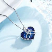 image-925 Sterling Silver Irish Celtic Knot Love Heart Pendant With Crystal Mother Jewelry