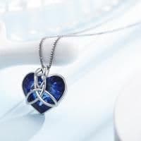 image-925 Sterling Silver Irish Celtic Knot Love Heart Pendant With Crystal Mother Jewelry