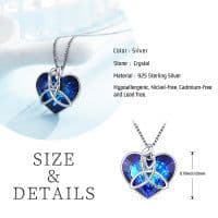 image-925 Sterling Silver Irish Celtic Knot Love Heart Pendant With Crystal Mother Jewelry