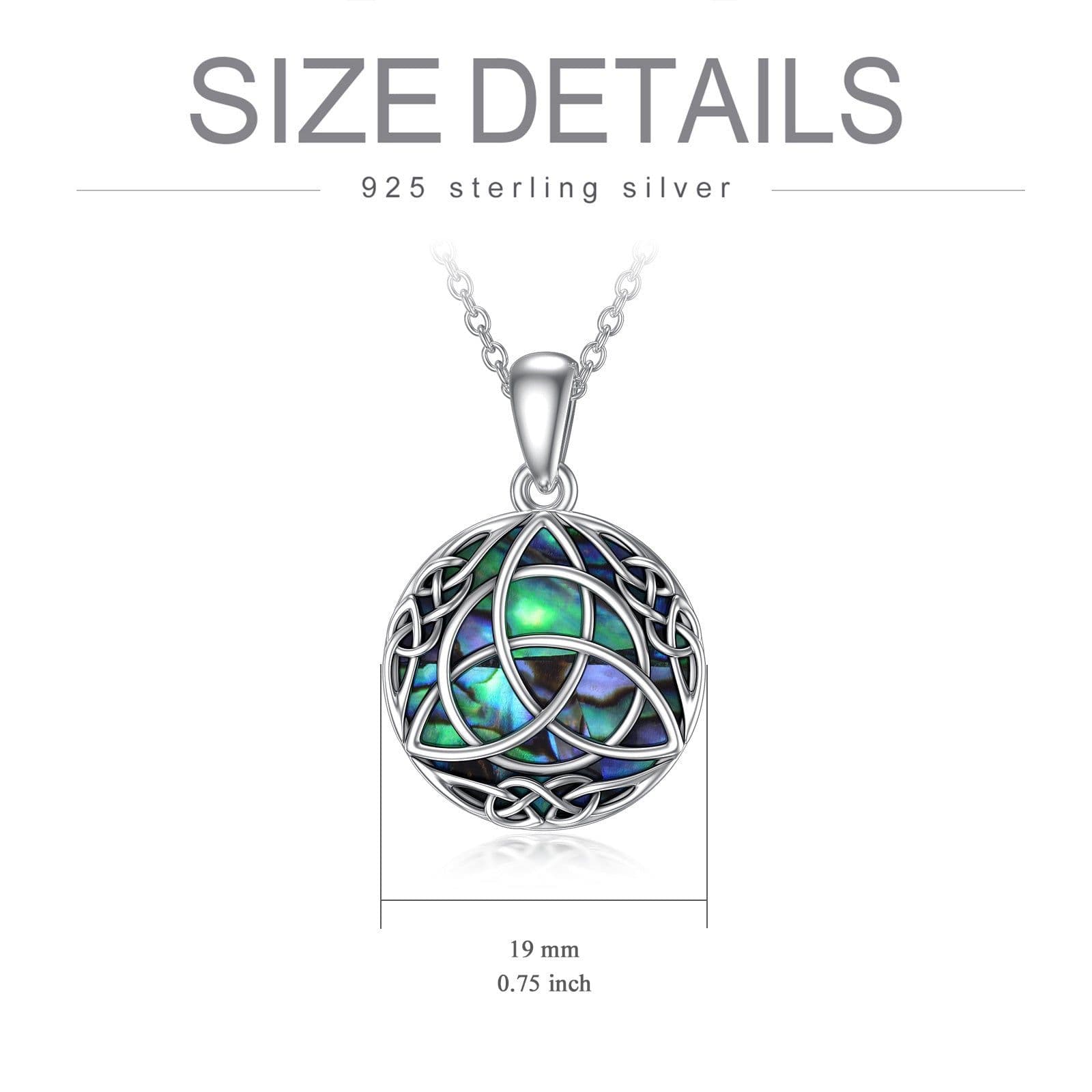 image-Vintage Sterling Silver Trinity Celtic Knot Lucky Necklace With Simulated Abalone Shell