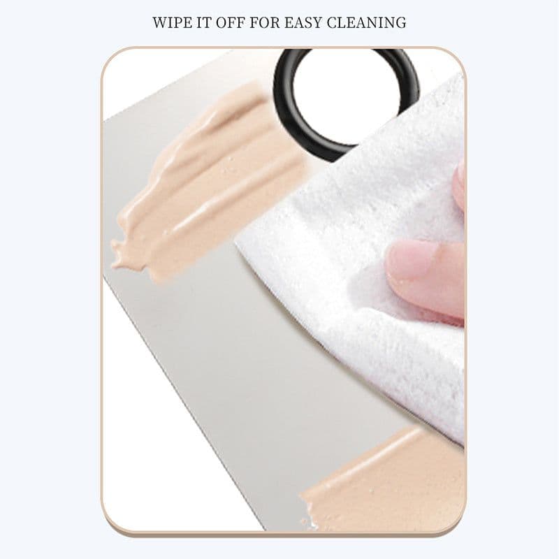 image-Stainless Steel Cosmetic Makeup Palette, Professional Cosmetic Mixing Makeup Palette Spatula Makeup Artist Tool, Beauty Salon Color Cream Mixing Palette With A Spatula Makeup Nail Art Palette