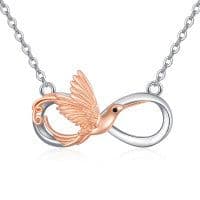 image-Hummingbird Necklace 925 Sterling Silver Infinity Hummingbird Pendant Necklace Jewelry Bird Gifts