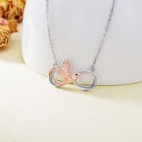 image-Hummingbird Necklace 925 Sterling Silver Infinity Hummingbird Pendant Necklace Jewelry Bird Gifts