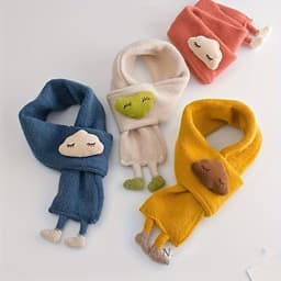 image-Children's Scarf, Girls Warm Knitted Scarf, Cute Cloud Neck Scarf For Autumn And Winter Kids Scarf Soft Warm Knit Neck Warmer Winter Classic Scarf For Boys Girls