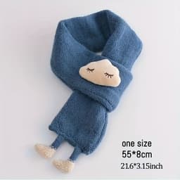 image-Children's Scarf, Girls Warm Knitted Scarf, Cute Cloud Neck Scarf For Autumn And Winter Kids Scarf Soft Warm Knit Neck Warmer Winter Classic Scarf For Boys Girls