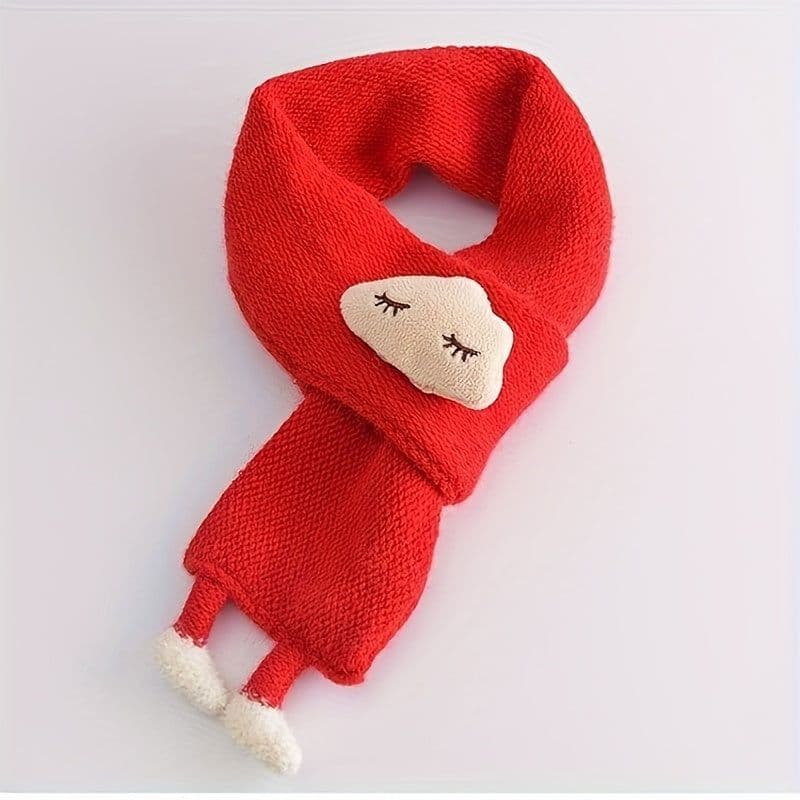image-Children's Scarf, Girls Warm Knitted Scarf, Cute Cloud Neck Scarf For Autumn And Winter Kids Scarf Soft Warm Knit Neck Warmer Winter Classic Scarf For Boys Girls