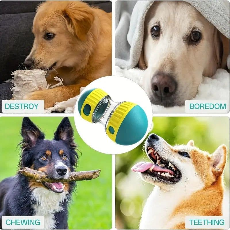 image-Adjustable Treat Dispenser Toy For Dogs - Interactive IQ Stimulator Slow Feeder For Boredom-Free Fun Puppy Toy Adjustable Food Dispensing Treat Dispenser Dogs Puzzles Feeder