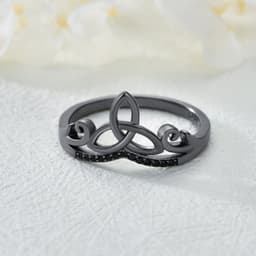 image-Sterling Silver Black Celtic Rings