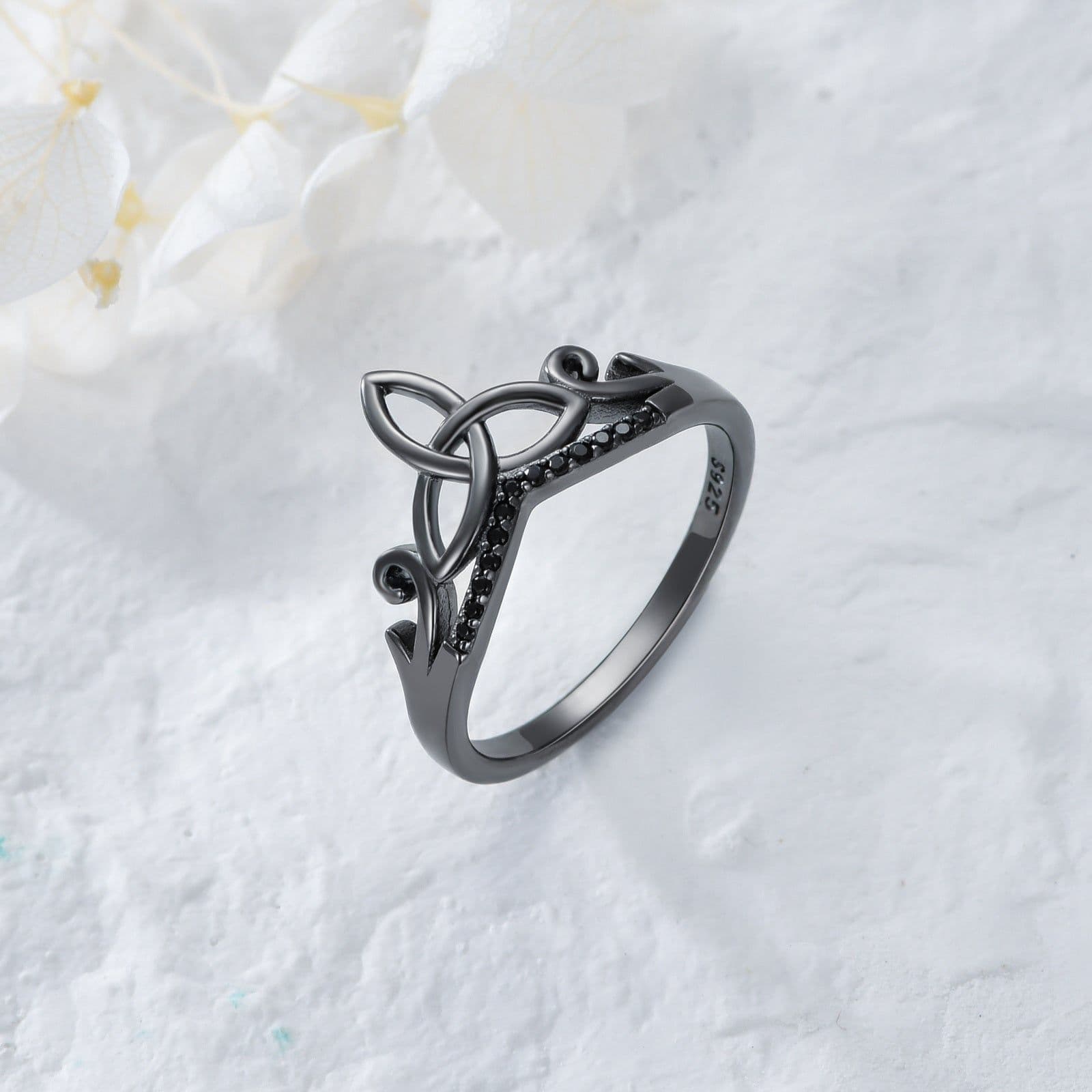 image-Sterling Silver Black Celtic Rings