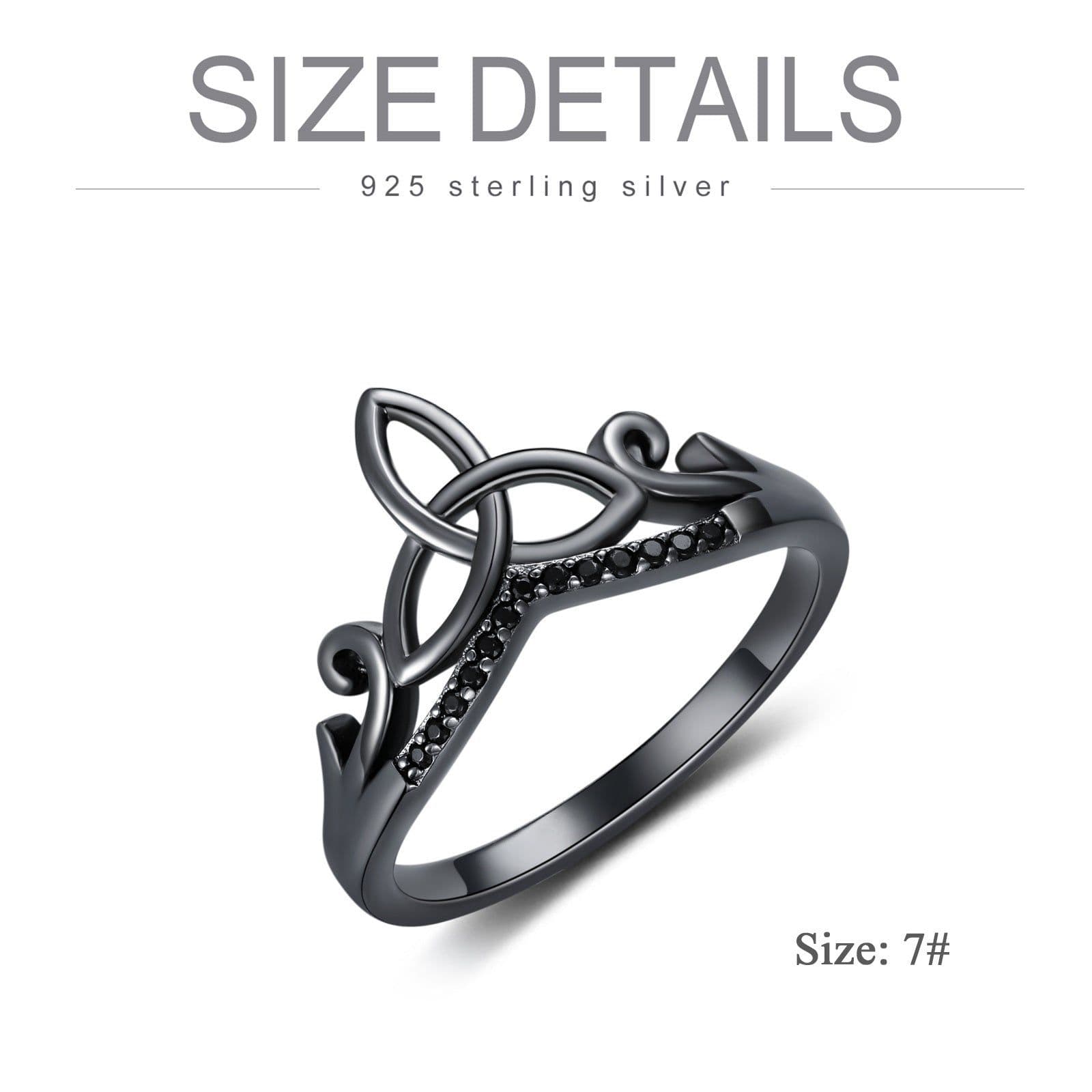 image-Sterling Silver Black Celtic Rings