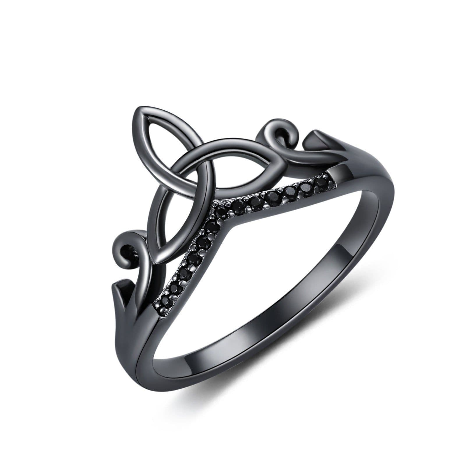 image-Sterling Silver Black Celtic Rings