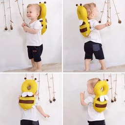 image-Head Back Protector Baby Protect Pillow Learn Walk Headgear Prevent Injured Safety Pad Prevention Fall Cartoon Bee Kids Pillows