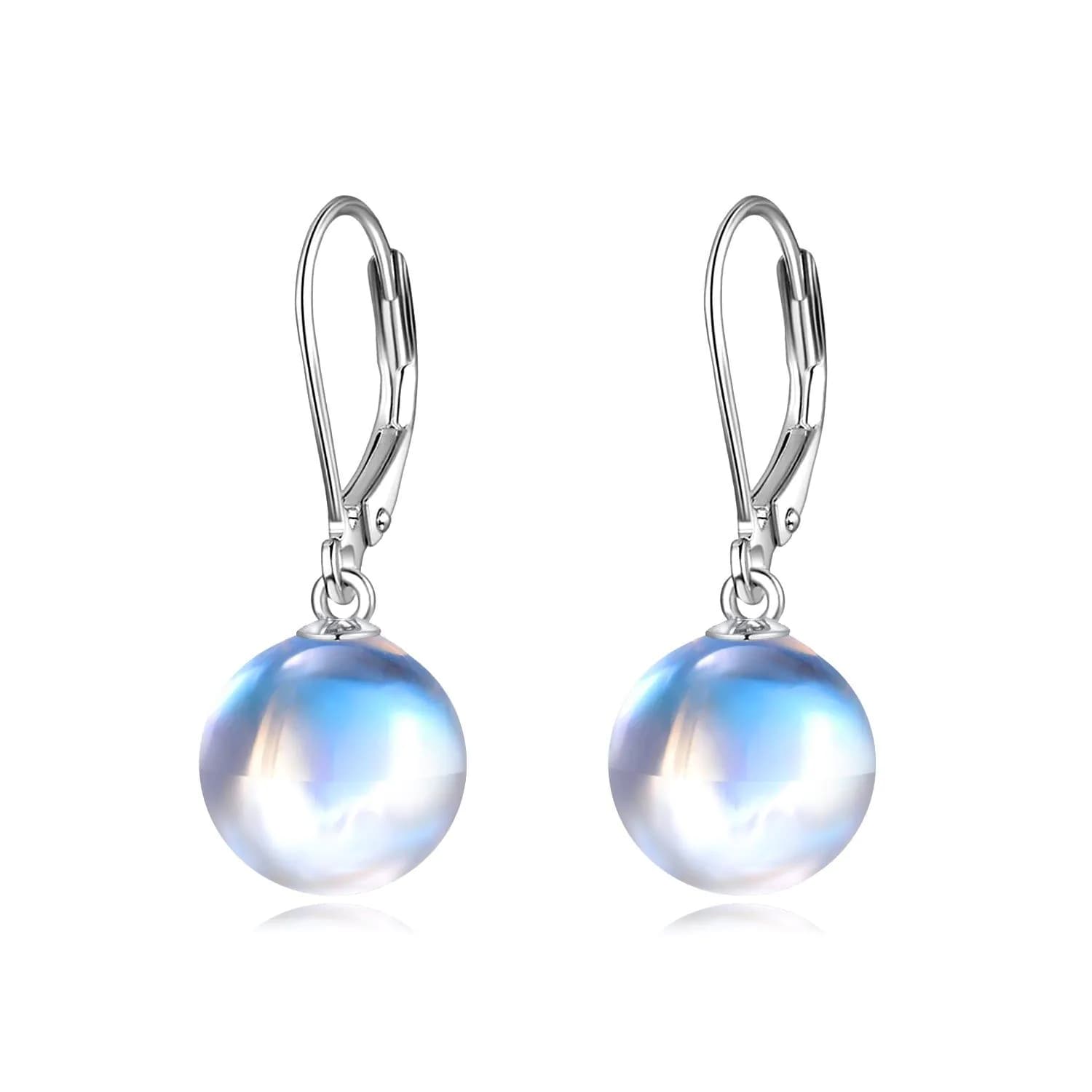 image-925 Sterling Silver Moonstone Drop Leverback Earrings Jewelry for Women
