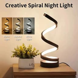 image-USB Plug In Creative Spiral LED Night Light Dimmable 3 Colors Adjustable For Living Room Office Desk Table Bedroom Bedside Decor