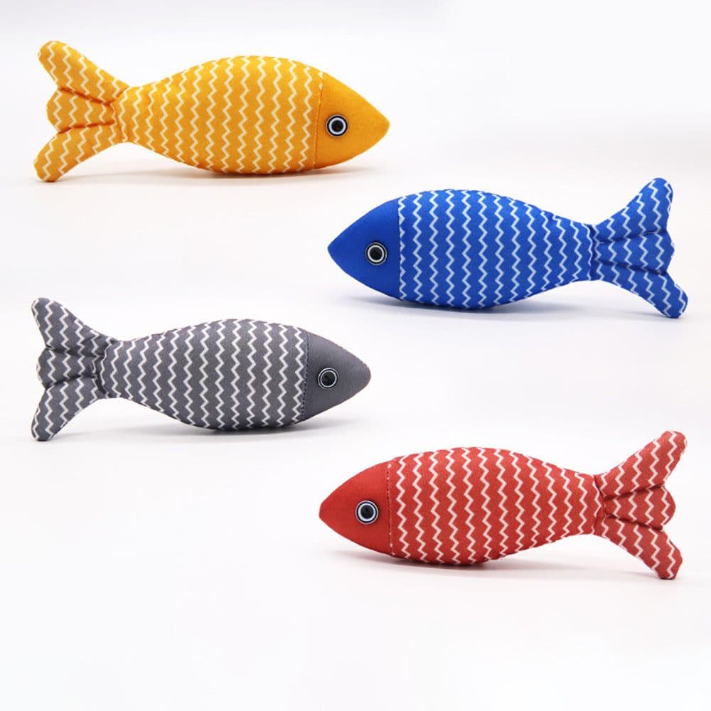 image-Burlap Fish Catnip Cat Toy, Throw Pillow, Teething Cat Toy, Fancy Cat Toy, Tough Bite, Sturdy Cat Toys Catnip Crinkle Sound Toys Soft And Durable, Interactive Cat Kicker Toys For Indoor Kitten
