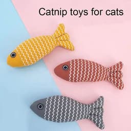 image-Burlap Fish Catnip Cat Toy, Throw Pillow, Teething Cat Toy, Fancy Cat Toy, Tough Bite, Sturdy Cat Toys Catnip Crinkle Sound Toys Soft And Durable, Interactive Cat Kicker Toys For Indoor Kitten