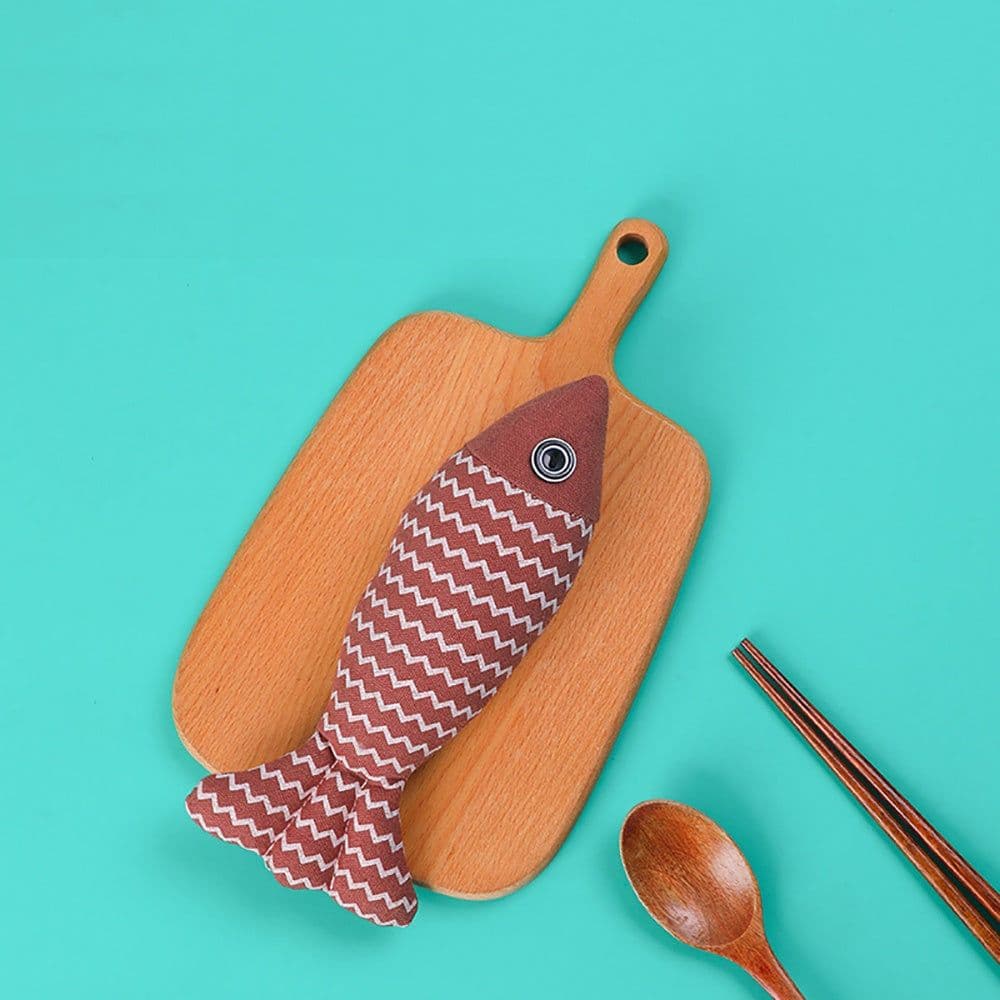image-Burlap Fish Catnip Cat Toy, Throw Pillow, Teething Cat Toy, Fancy Cat Toy, Tough Bite, Sturdy Cat Toys Catnip Crinkle Sound Toys Soft And Durable, Interactive Cat Kicker Toys For Indoor Kitten