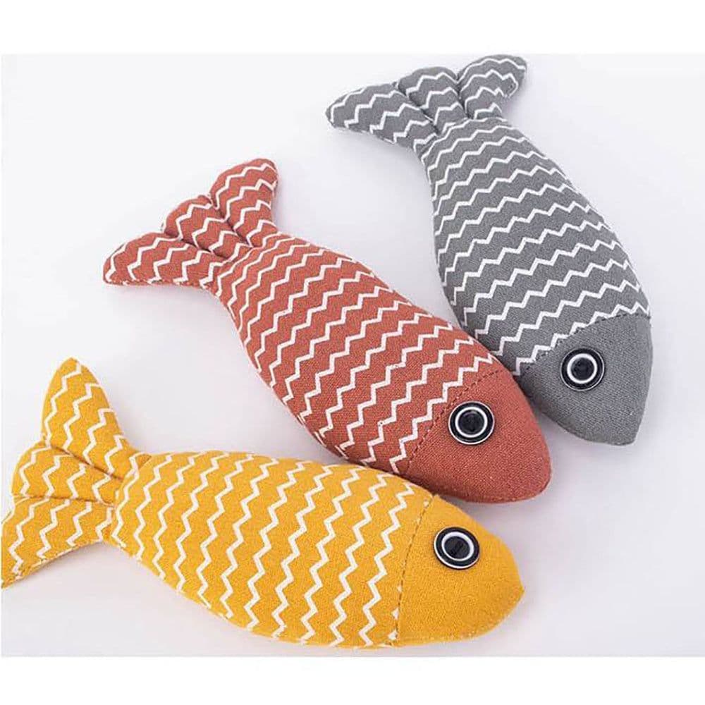 image-Burlap Fish Catnip Cat Toy, Throw Pillow, Teething Cat Toy, Fancy Cat Toy, Tough Bite, Sturdy Cat Toys Catnip Crinkle Sound Toys Soft And Durable, Interactive Cat Kicker Toys For Indoor Kitten