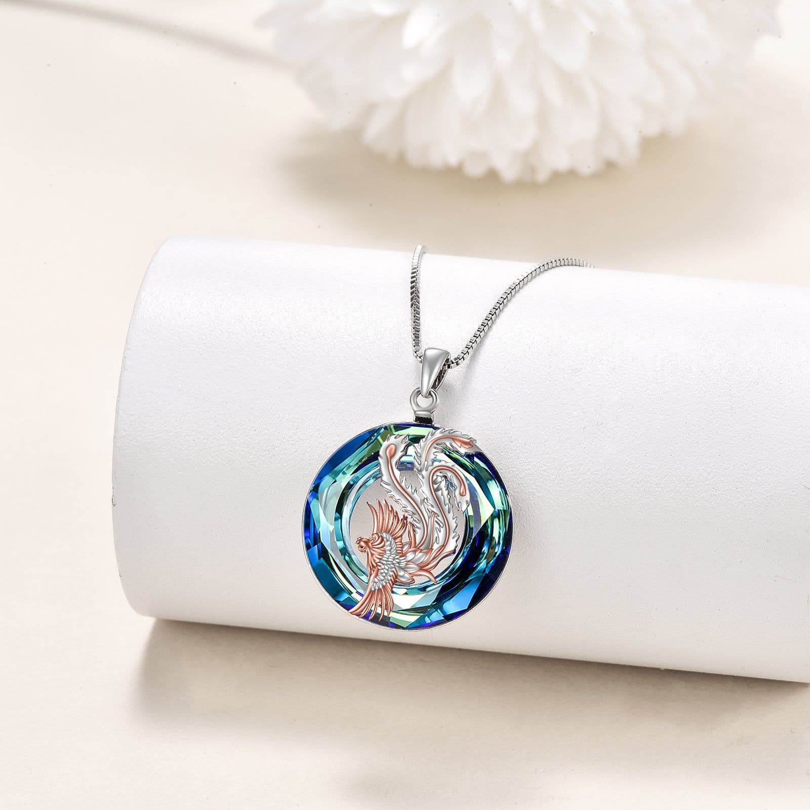 image-Nirvana Phoenix Necklace Sterling Silver Crystal Phoenix Jewelry Necklaces for Women