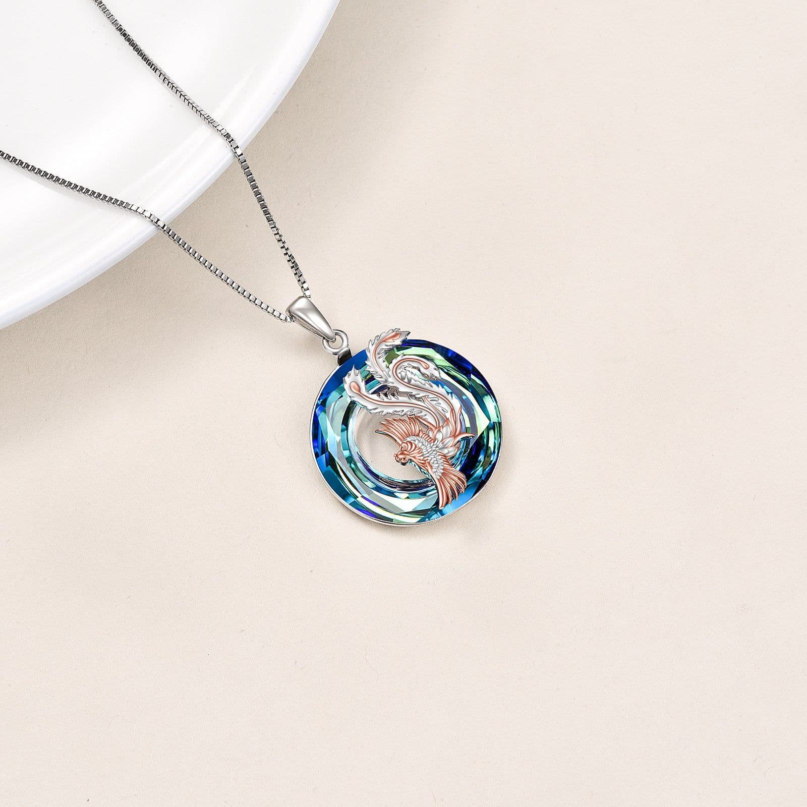 image-Nirvana Phoenix Necklace Sterling Silver Crystal Phoenix Jewelry Necklaces for Women