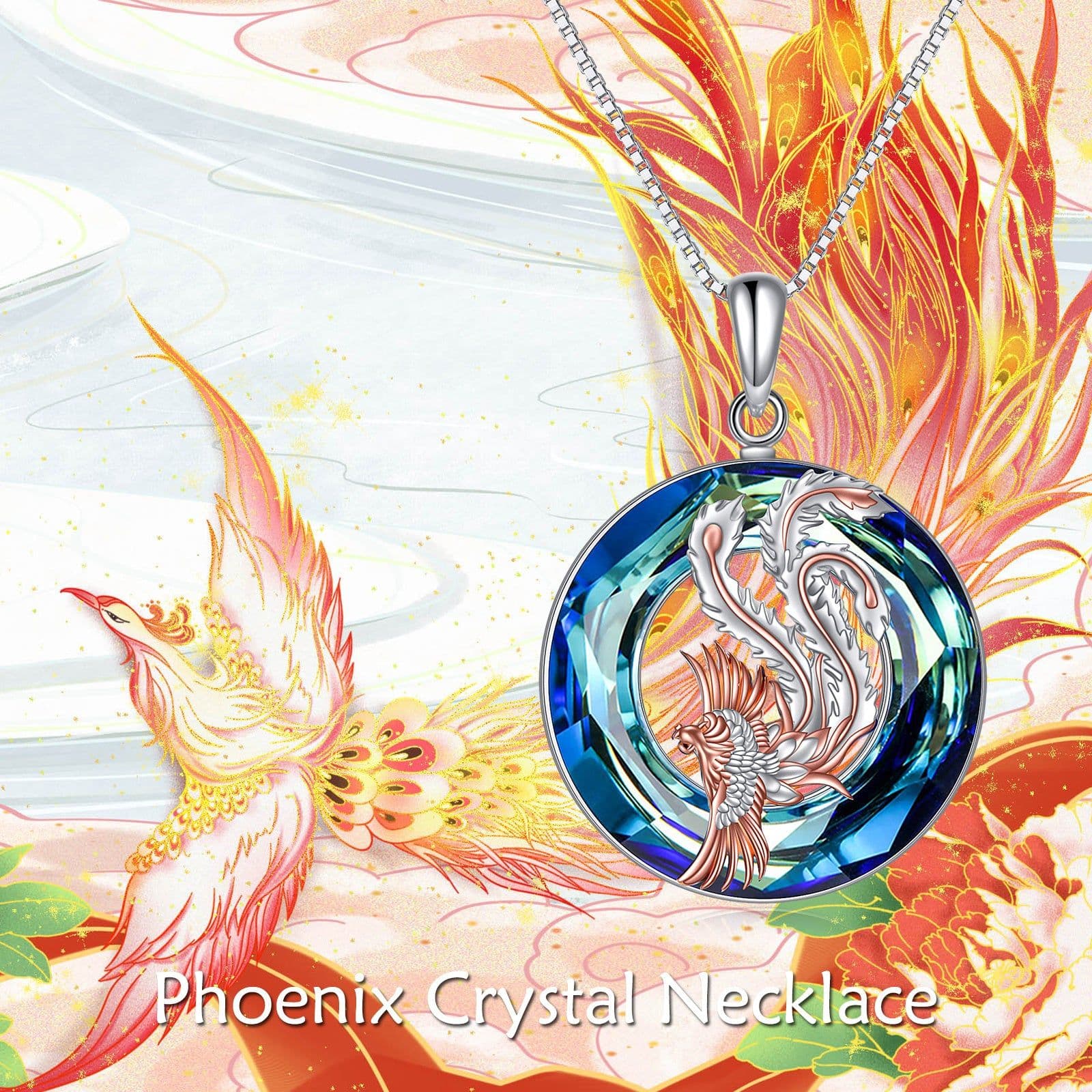 image-Nirvana Phoenix Necklace Sterling Silver Crystal Phoenix Jewelry Necklaces for Women