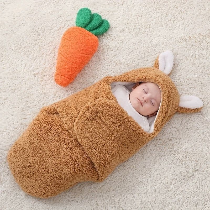 image-Super Soft Baby Sleeping Bag Fluffy Fleece Newborn Blanket Swaddle Blankets, Unisex Baby Wrap For Newborn Baby Boys Girls With Head-Protecting & Head-Supporting Function, Wearable Swaddle Sleep Sack