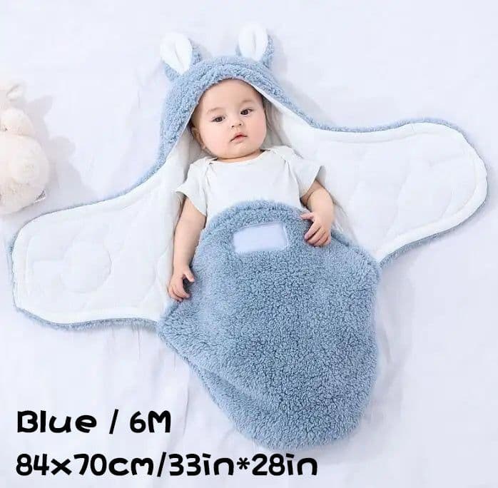 image-Super Soft Baby Sleeping Bag Fluffy Fleece Newborn Blanket Swaddle Blankets, Unisex Baby Wrap For Newborn Baby Boys Girls With Head-Protecting & Head-Supporting Function, Wearable Swaddle Sleep Sack