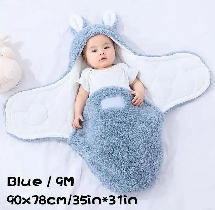 image-Super Soft Baby Sleeping Bag Fluffy Fleece Newborn Blanket Swaddle Blankets, Unisex Baby Wrap For Newborn Baby Boys Girls With Head-Protecting & Head-Supporting Function, Wearable Swaddle Sleep Sack