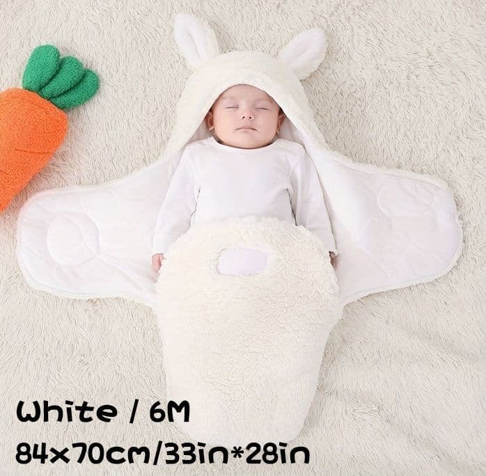 image-Super Soft Baby Sleeping Bag Fluffy Fleece Newborn Blanket Swaddle Blankets, Unisex Baby Wrap For Newborn Baby Boys Girls With Head-Protecting & Head-Supporting Function, Wearable Swaddle Sleep Sack