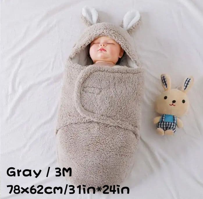 image-Super Soft Baby Sleeping Bag Fluffy Fleece Newborn Blanket Swaddle Blankets, Unisex Baby Wrap For Newborn Baby Boys Girls With Head-Protecting & Head-Supporting Function, Wearable Swaddle Sleep Sack
