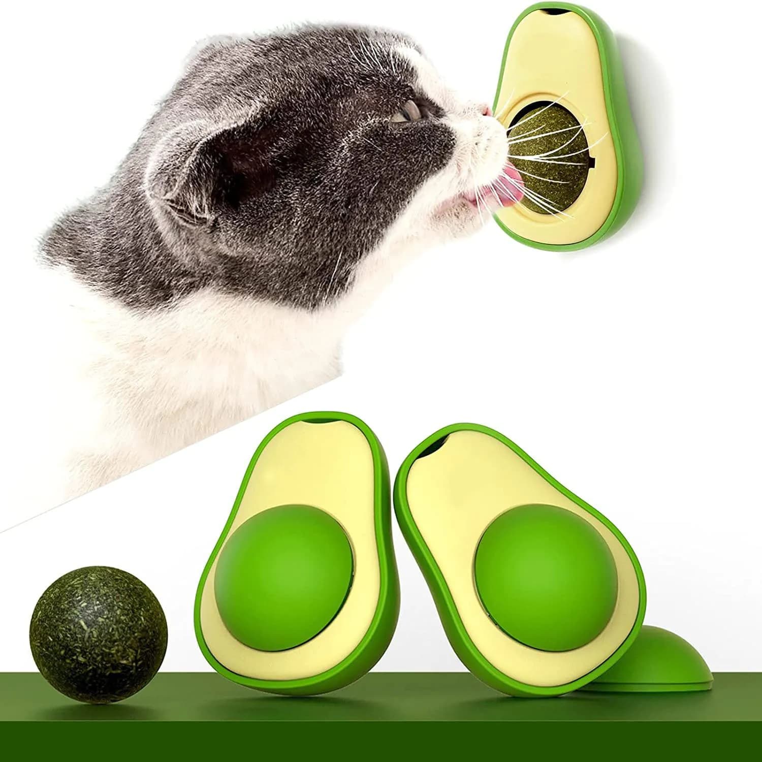 image-Cute Avocado Catnip Toys Cat Teeth Cleaning Toy Cat Supplies Catnip Mini Cat Treat Toys Interactive Pet Toys Pet Products Pet Avocado Ball Cute Funny Mint Cleaning Teeth Toy For Cat Supplies