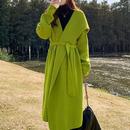 image-Green Alpaca Wool Sweater Coat Thickened Loose Knitted Cardigan Knitwear Handmade Clothing Hand Knit, Womens Clothing