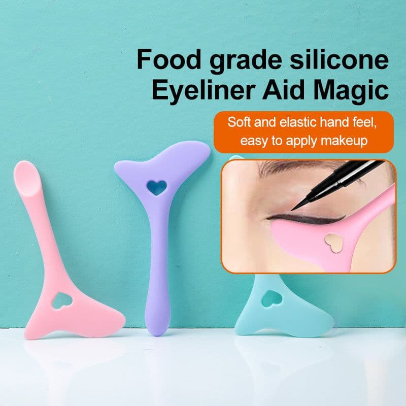 image-Silicone Eyeliner Stencil Wing Tip Mascara Drawing Lipstick Aid Face Cream Applicator For Beginners Makeup Tool Eyeliner Stencils Silicone Winged Tip Eyeliner Aid Eyebrow Pencil Stencil Reusable