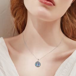 image-Tree of Life Locket Necklace Jewelry for Women Sterling Silver Celtic Family Tree Abalone Shell Lockets Jewelry Gifts for Mom Daughter