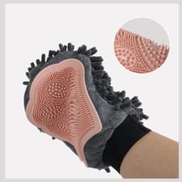 image-Pet Bathing Brush 2-in-1 Grooming Glove Elegant Dog Grooming Tool For Brushing, Massaging, And Drying Pet Grooming Kit For Dog Cat 2-Sided Bathing Brush Cleaning Massage Glove