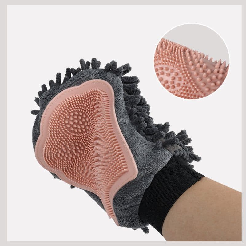 image-Pet Bathing Brush 2-in-1 Grooming Glove Elegant Dog Grooming Tool For Brushing, Massaging, And Drying Pet Grooming Kit For Dog Cat 2-Sided Bathing Brush Cleaning Massage Glove