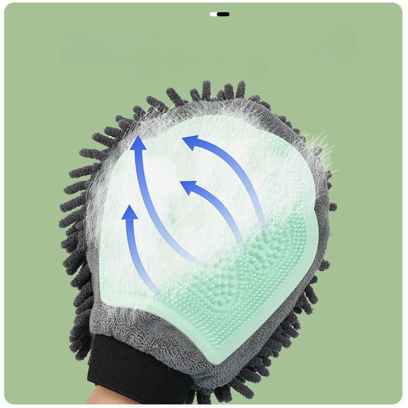 image-Pet Bathing Brush 2-in-1 Grooming Glove Elegant Dog Grooming Tool For Brushing, Massaging, And Drying Pet Grooming Kit For Dog Cat 2-Sided Bathing Brush Cleaning Massage Glove