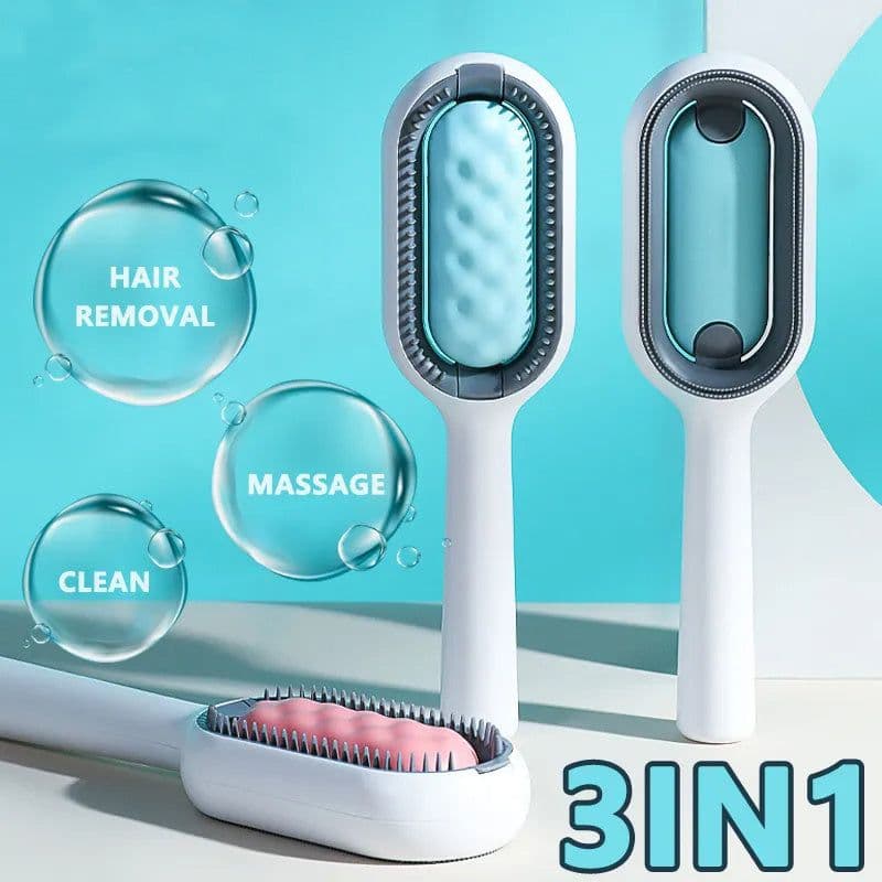 image-Cat Hair Brush With Water, Sticky Brush For Cats, 4 In-1 Cat Grooming Brush Creative Update Cat Dog Grooming Comb With Water Tank Double-Sided Hair Removal Brush Kitten Pet Supplies Accessories