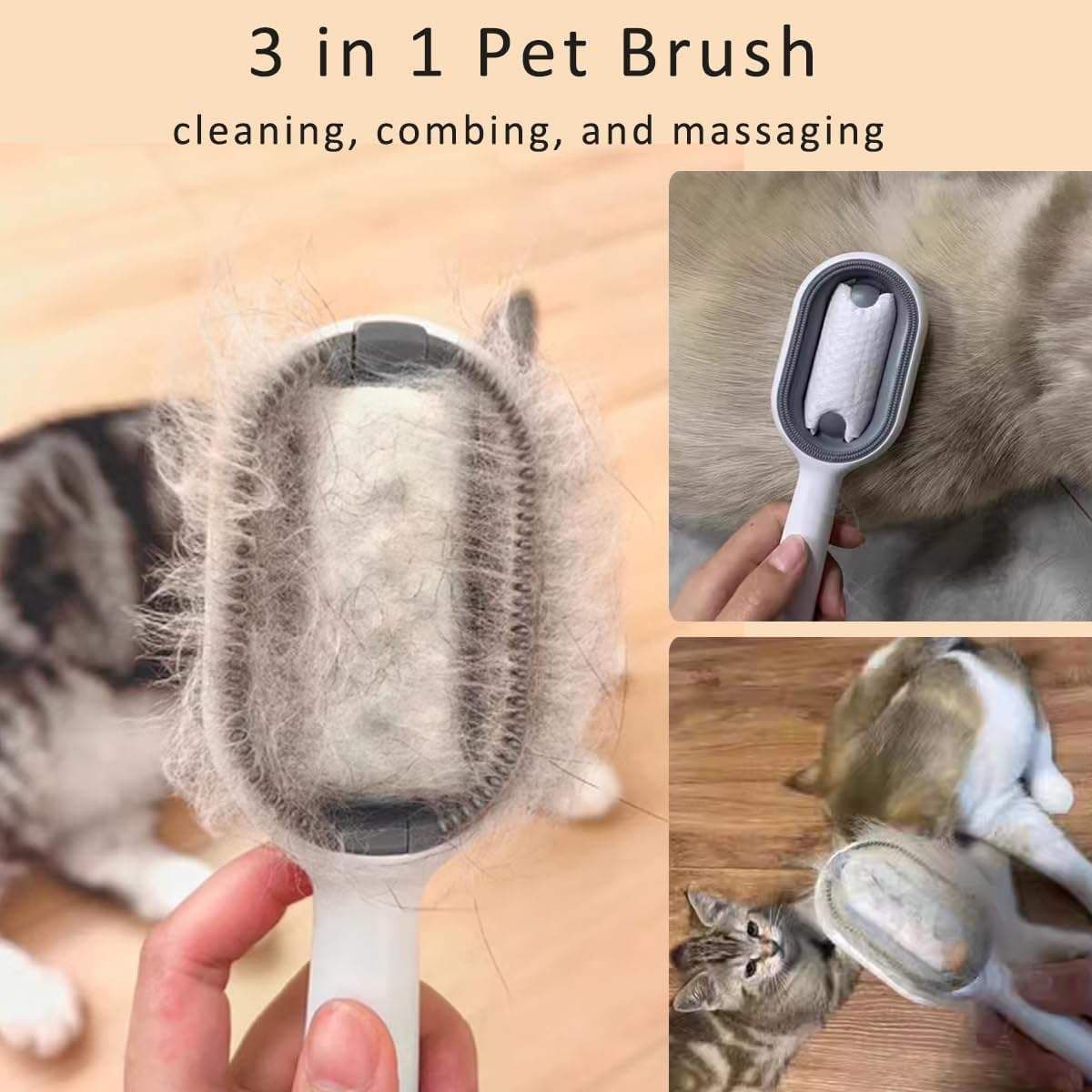 image-Cat Hair Brush With Water, Sticky Brush For Cats, 4 In-1 Cat Grooming Brush Creative Update Cat Dog Grooming Comb With Water Tank Double-Sided Hair Removal Brush Kitten Pet Supplies Accessories
