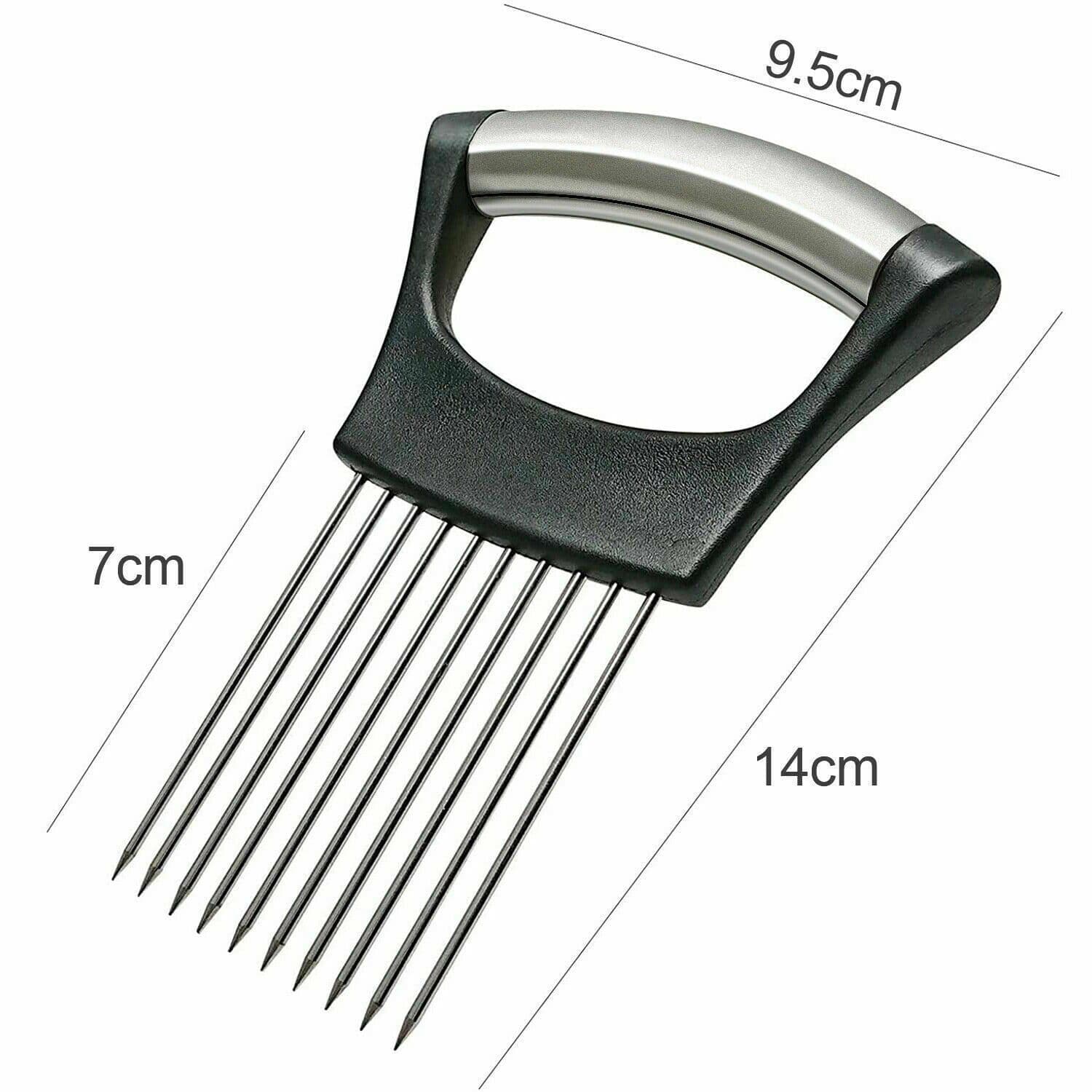 image-Food Slice Assistant - Stainless Steel Onion Holder Slicer Tomato Cutter NonSlip