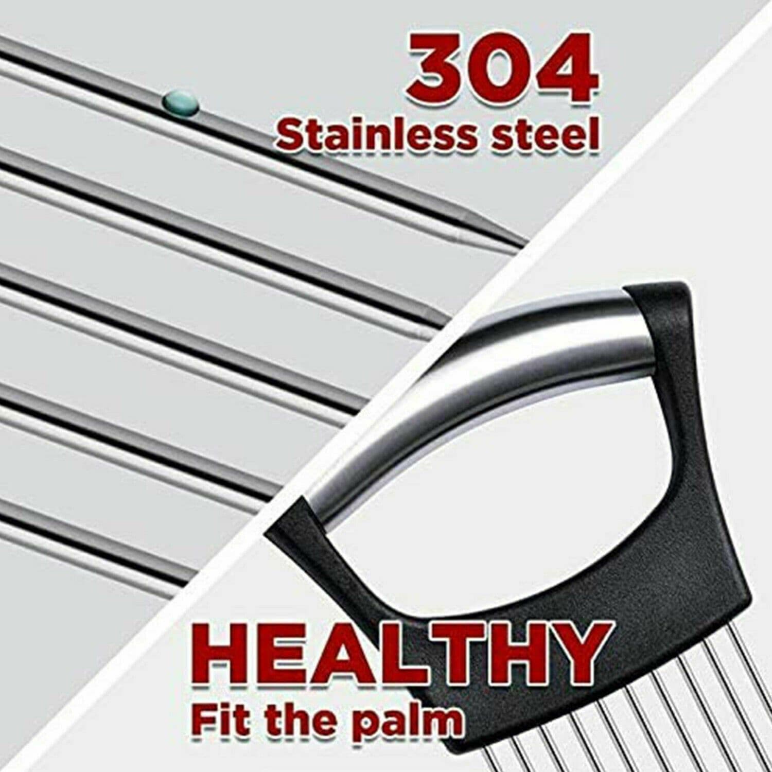 image-Food Slice Assistant - Stainless Steel Onion Holder Slicer Tomato Cutter NonSlip