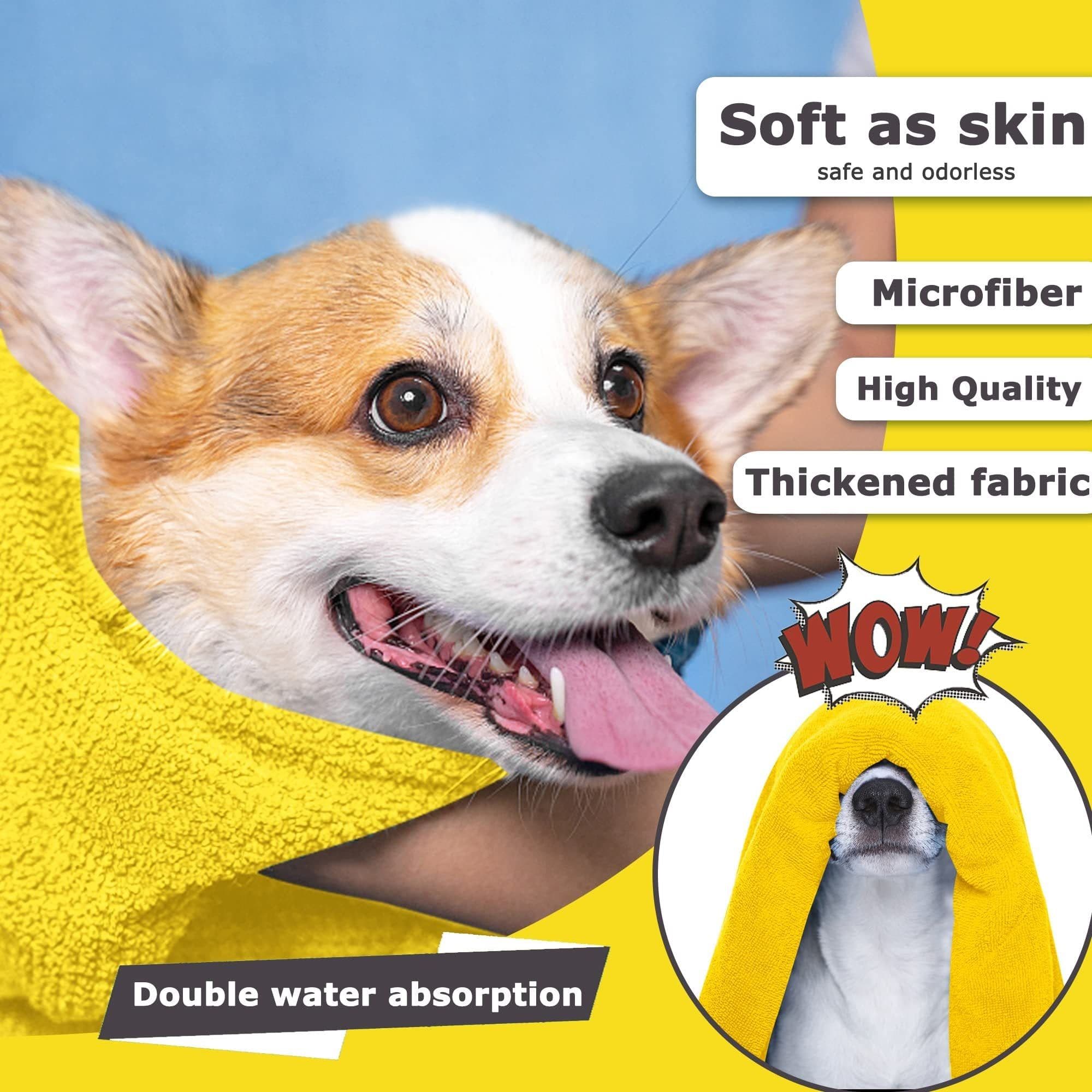 image-Dog Towels For Drying Dogs Drying Towel Dog Bath Towel, Quick-drying Pet Dog And Cat Towels Soft Fiber Towels Robe Super Absorbent Quick Drying Soft Microfiber Pet Towel For Dogs, Cats Yellow
