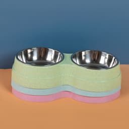 image-Double Pet Bowls Dog Food Water Feeder Stainless Steel Pet Drinking Dish Feeder Cat Puppy Feeding Supplies Small Dog Accessories